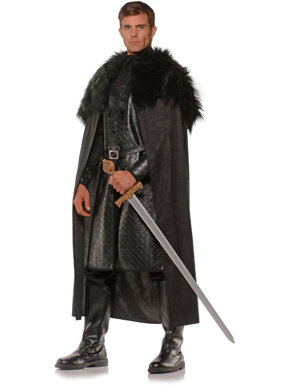 King Of Thrones Renaissance Cape With Black Fur Shawl Costume Accessory